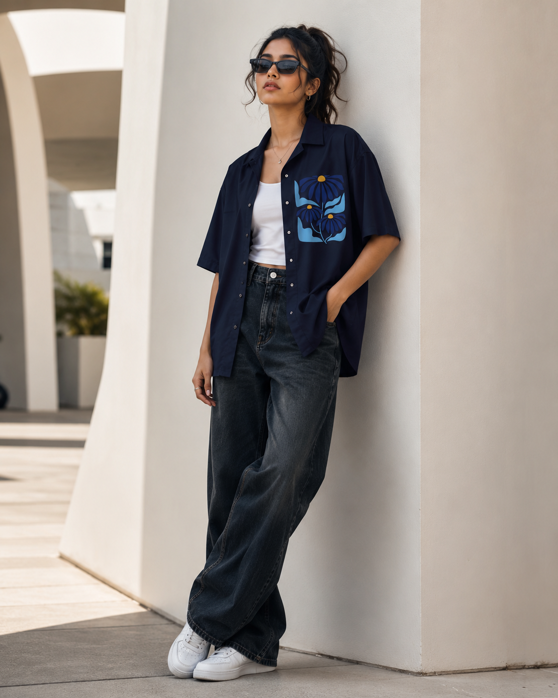 Daisy | Navy Blue | Women's Oversized Shirt