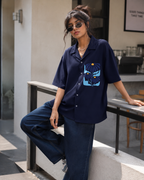 Daisy | Navy Blue | Women's Oversized Shirt
