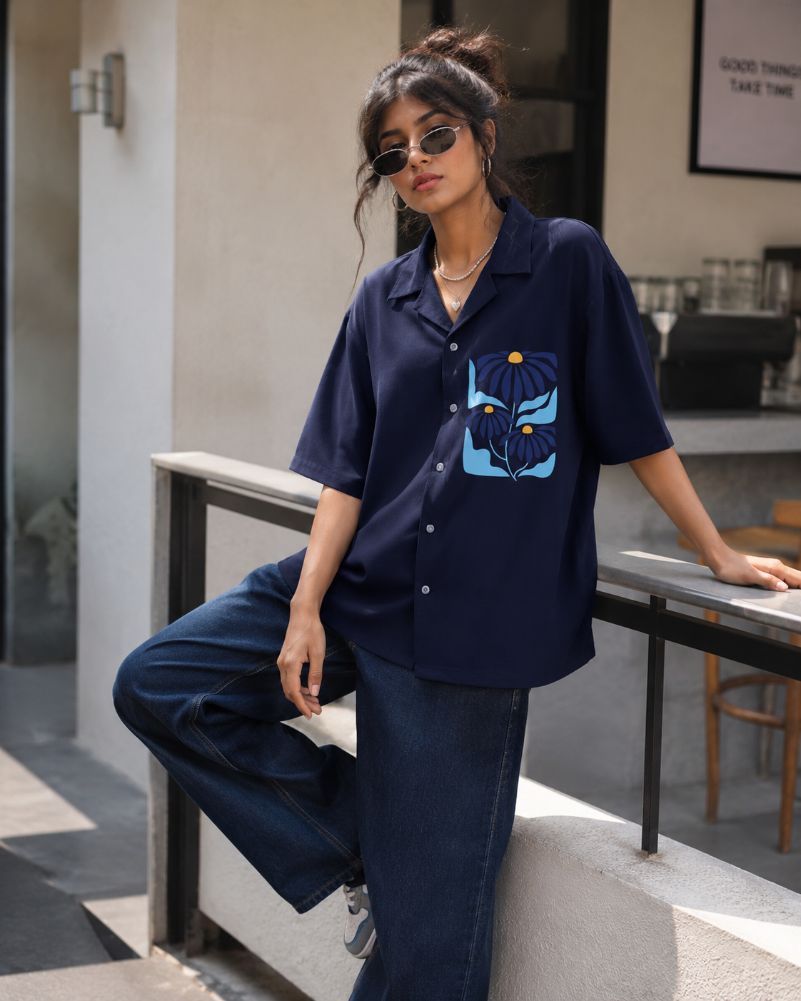 Daisy | Navy Blue | Women's Oversized Shirt