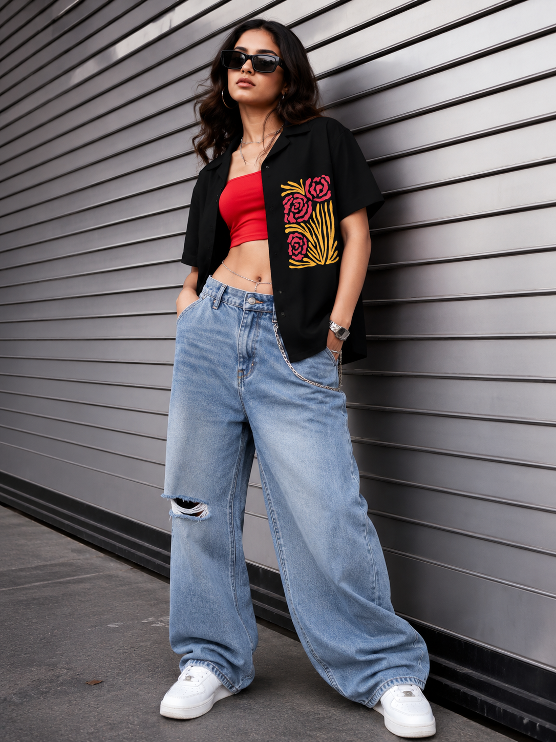 Roja | Black | Women's Oversized Shirt