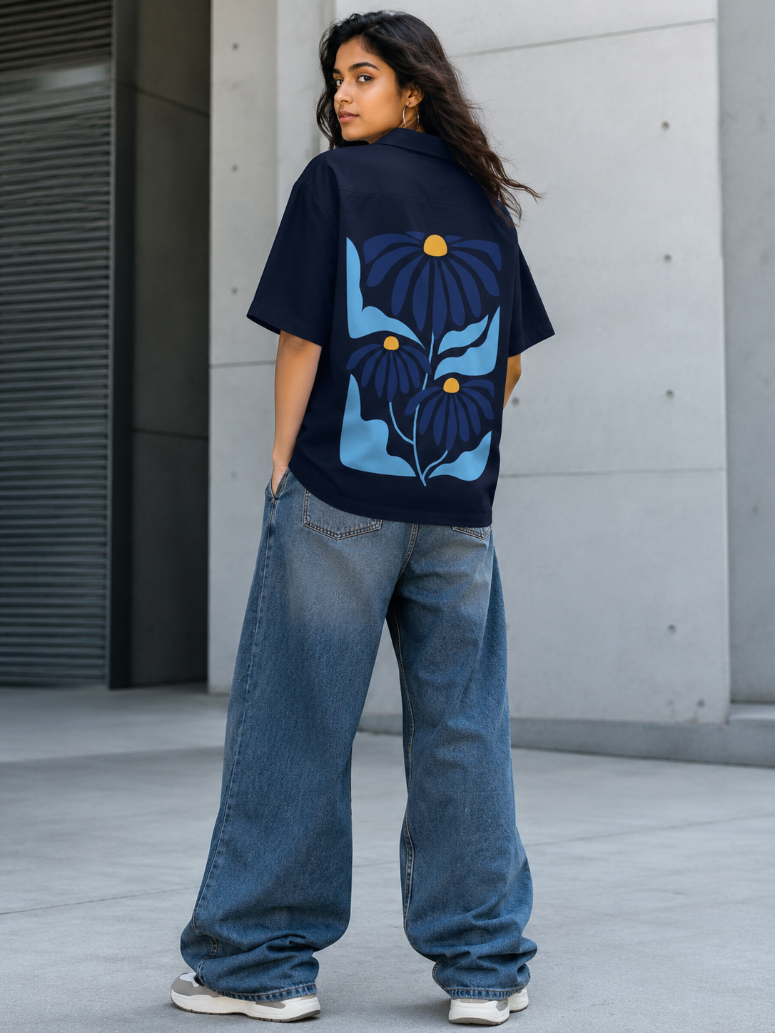Daisy | Navy Blue | Women's Oversized Shirt